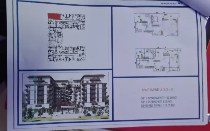 Durres, shitet apartament 3+1+Ballkon Kati 4, 111 m² 111.000 € (Golem)