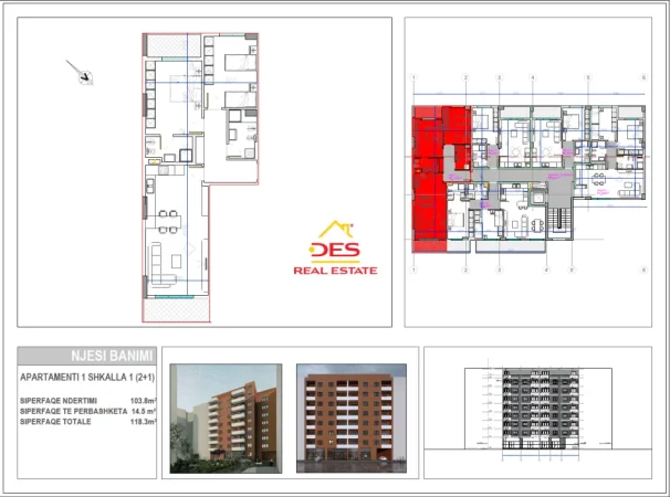 Vlore, shes apartament 2+1+Ballkon Kati 5, 118 m² 177.450 € (Rruga Pelivan Leskaj)