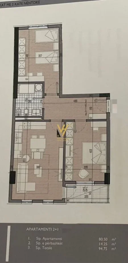 Tirane, shitet apartament 2+1+Ballkon Kati 2, 94 m² 94.000 € (UNIVERS CITY)