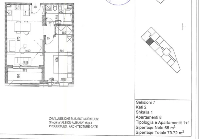 Tirane, shitet apartament 1+1+Ballkon Kati 2, 80 m² 151.500 € (FUSHA E AVIACIONIT)