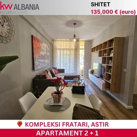 Tirane, shitet apartament 2+1+Ballkon Kati 4, 85 m² 135.000 € (Bulevardi I, Kashar, Kompleksi Fratari, Astir)