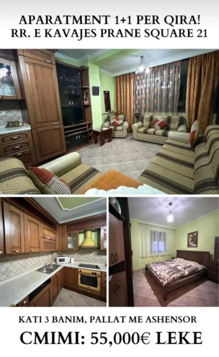 Tirane, jepet me qera apartament 1+1+Aneks+Ballkon Kati 4, 50 m² 550 € (rruga e kavajes)