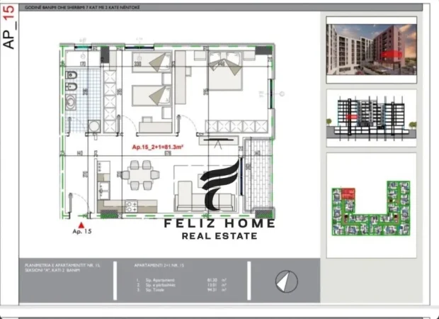 Tirane, shitet apartament 2+1 Kati 3, 94 m² 89.600 € (PASKUQAN)