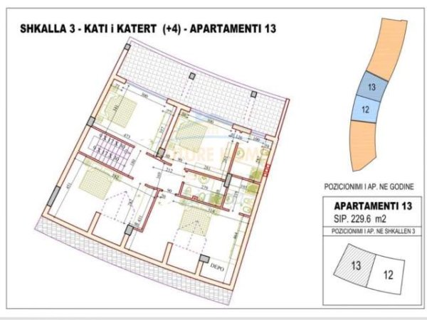 Tirane, shes apartament duplex 4+1 Kati 4, 330 m² 420.450  (KOPSHTI BOTANIK)