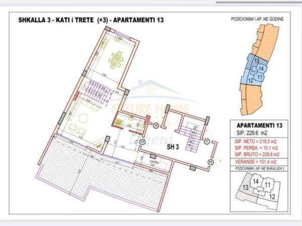 Tirane, shes apartament duplex 4+1 Kati 4, 330 m² 420.450  (KOPSHTI BOTANIK)
