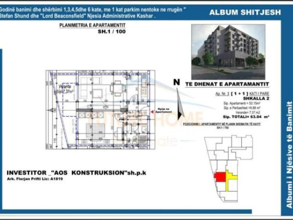 Tirane, shes apartament 1+1+BLK Kati 2, 70 m² 79.000 Euro (rruga loni ligori)