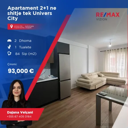 Tirane, shitet apartament 2+1+Ballkon Kati 5, 84 m² 93.000 € (UNIVERS CITY)