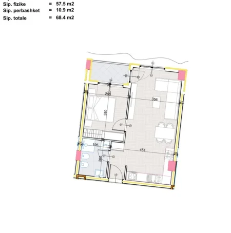 Tirane, shitet 1+1 Kati 7, 68 m² 69.000 € (Paskuqan)