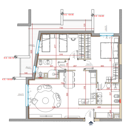 Tirane, shes apartament 2+1+Ballkon Kati 9, 135 m² 280.000 € (Park Avenue)