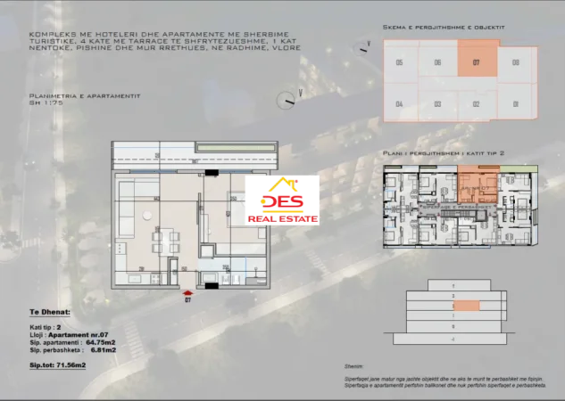 Radhime - Orikum, shitet apartament 1+1 Kati 2, 71 m² 164588 € (Radhimë, Vlorë)