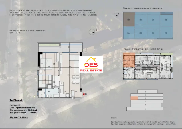 Radhime - Orikum, shitet apartament 1+1+Ballkon Kati 2, 74 m² 184.925 € (Rruga Radhimë, Vlorë)