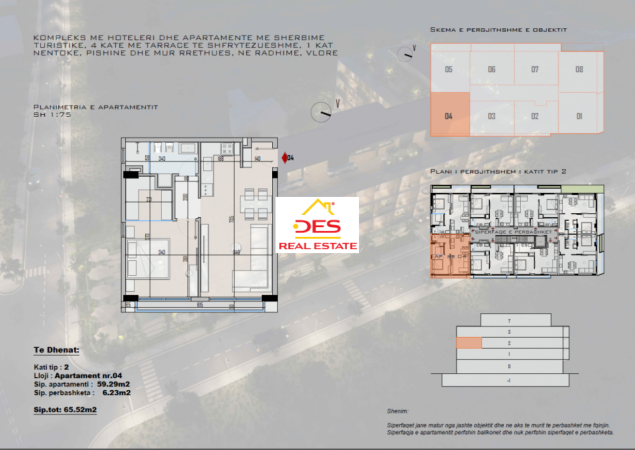 Vlore, shitet apartament 1+1+Ballkon Kati 2, 65 m² 150.696 € (Radhimë, Vlorë)