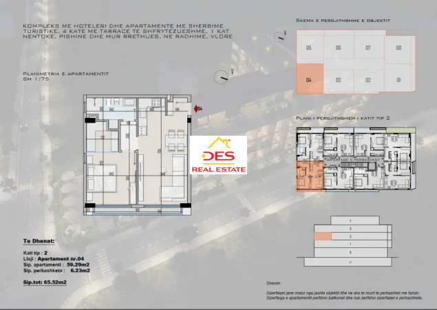 Vlore, shitet apartament 1+1+Ballkon Kati 2, 65 m² 150.696 € (Radhimë, Vlorë)