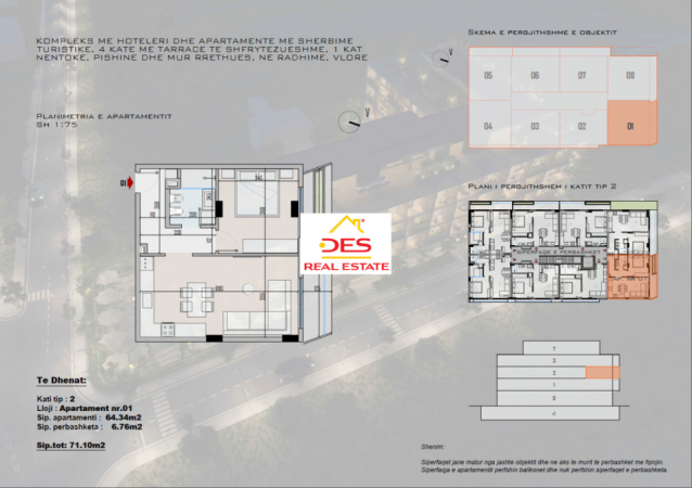 Radhime - Orikum, shitet apartament 1+1+Ballkon Kati 2, 71 m² 163.530 € (Radhimë, Vlorë)