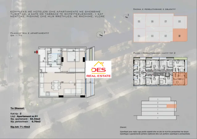 Radhime - Orikum, shitet apartament 1+1+Ballkon Kati 2, 71 m² 163.530 € (Radhimë, Vlorë)