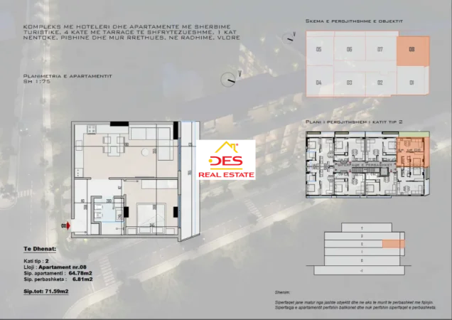 Radhime - Orikum, shitet apartament 1+1+Ballkon Kati 2, 71 m² 178.975 € (Radhimë, Vlorë)