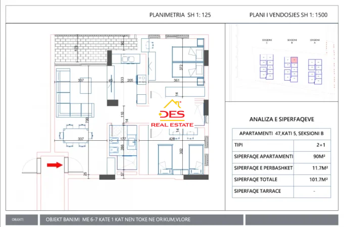 Vlore, shitet apartament 2+1+Ballkon Kati 5, 101 m² 132.210 € (Orikum , Vlorë)