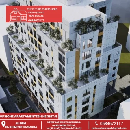 Tirane, shes apartament 1+1+Ballkon Kati 5, 4 m² (Dhimiter kamarda)