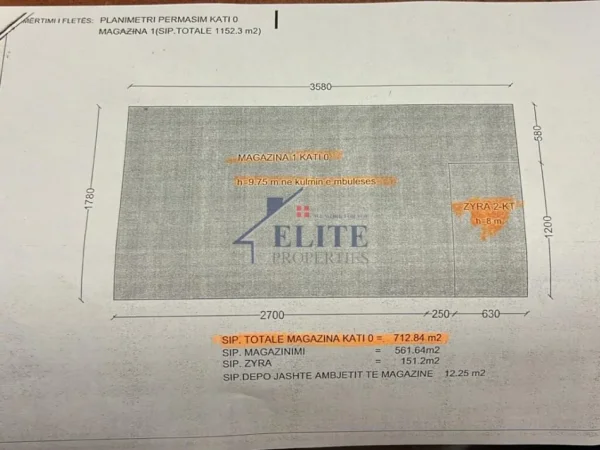 Tirane, jepet me qera magazine Kati 2, 715 m² 3.500 € (Vore)