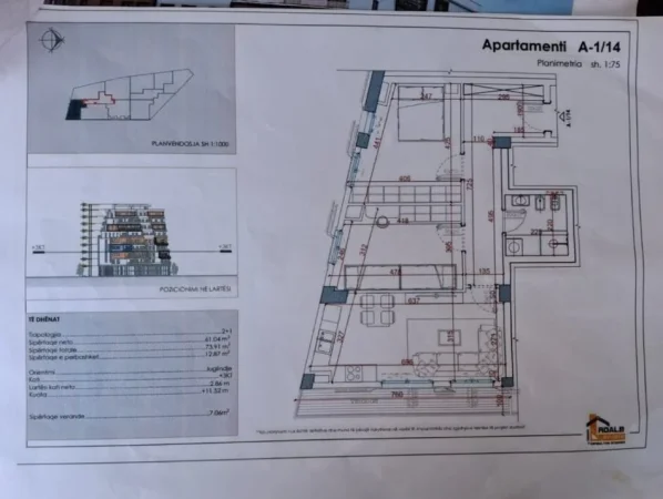 Tirane, shitet apartament 2+1+Ballkon Kati 3, 74 m² 88.800 € (Unaza e Madhe)
