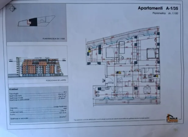 Tirane, shitet apartament 3+1+Ballkon Kati 8, 126 m² 151.200 € (Unaza e Madhe)