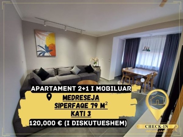 Tirane, shitet apartament 2+1+A Kati 3, 79 m² 120.000 Euro (Medreseja)