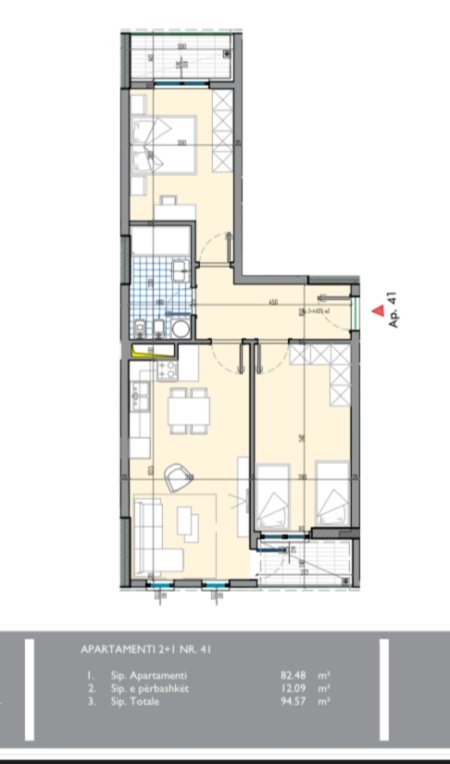 Tirane, shitet apartament 2+1+BLK Kati 7, 95 m² 64.000 Euro (Univers City)
