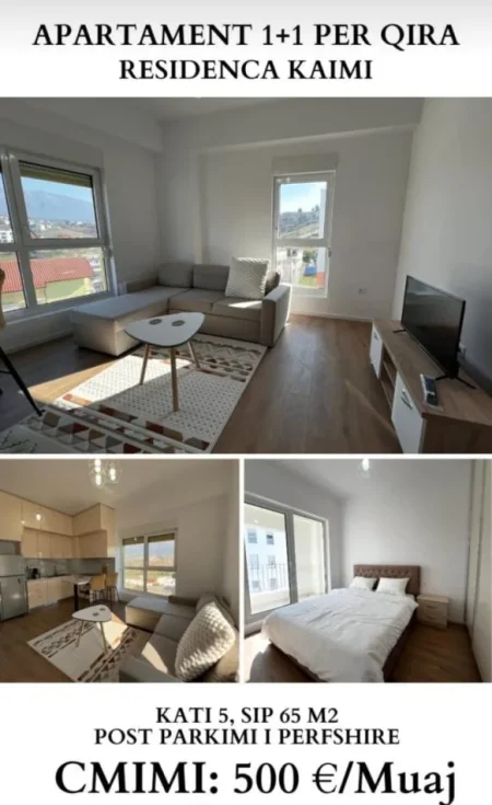 Tirane, jepet me qera apartament 1+1+Aneks+Ballkon Kati 5, 65 m² 500 € (ali demi)