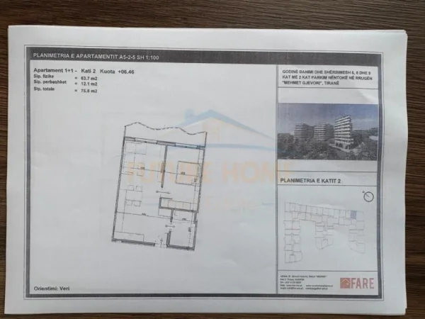 Tirane, shitet apartament 1+1 Kati 2, 76 m² 75.800 € (PASKUQAN).  UNA45928