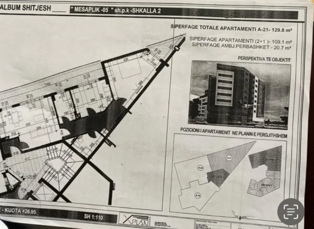 Tirane, shitet apartament 2+1+Ballkon Kati 8, 129 m² 155.760 € (Astir)