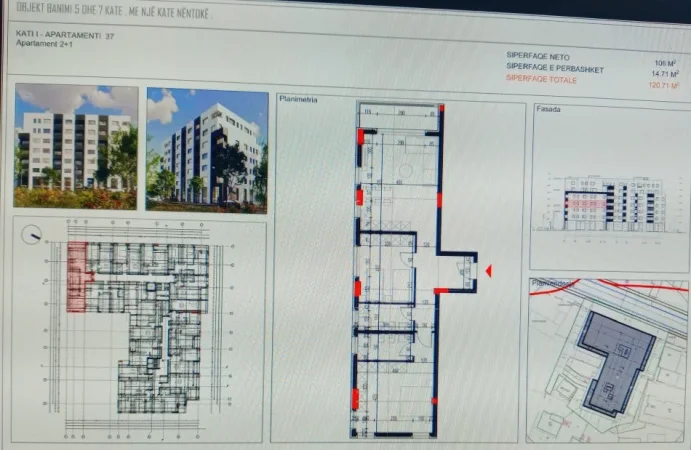 Tirane, shitet apartament 2+1+Ballkon Kati 4, Sipërfaqe 120 m²,çmimi 1000 euro/m2  (PASKUQAN, tek Poliklinika)