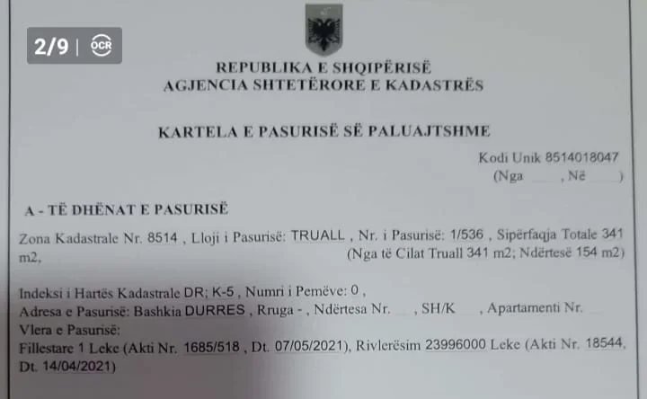 MEGA OKAZION SHITET TRUALL ME SIPERFAQE 341M2 NE QENDER TE DURRESIT TEK GJYKATA SHKALLES PARE DURRES 19900.000 LEKE TE REJA