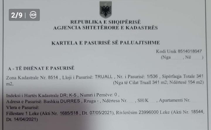 MEGA OKAZION SHITET TRUALL ME SIPERFAQE 341M2 NE QENDER TE DURRESIT TEK GJYKATA SHKALLES PARE DURRES 19900.000 LEKE TE REJA