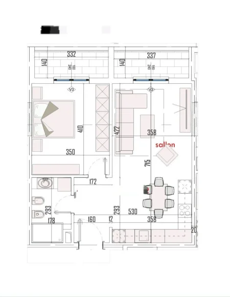 Tirane, shes 1+1+Ballkon Kati 6, 76 m² 83.300 € (PASKUQAN)