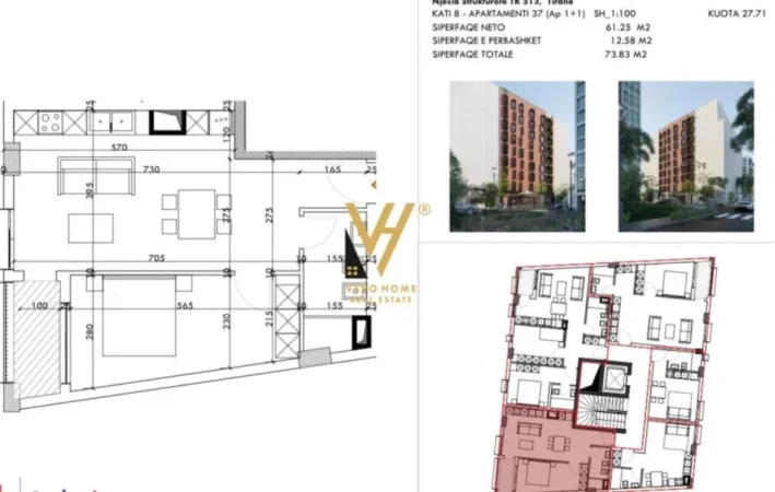 Tirane, shitet apartament 1+1+Ballkon Kati 8, 74 m² 122.000 € (5 MAJI)