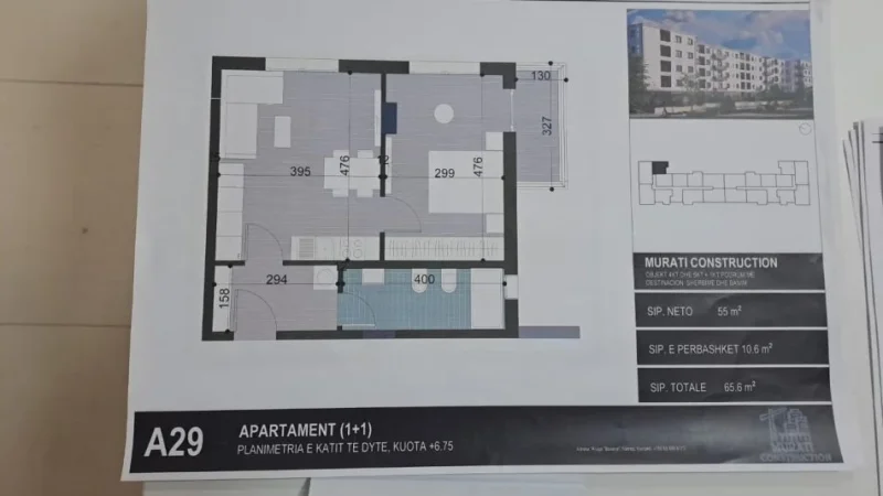 Tirane, shitet apartament 1+1 Kati 2, 65 m² 53.300 € (Rruga Milano)