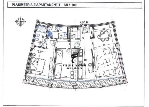 Tirane, jepet me qera apartament 2+1+Ballkon Kati 7, 109 m² 1.500 € (LAKE VIEW)