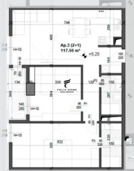 Tirane, shitet apartament 2+1+Ballkon Kati 2, 117 m² 152.000 € (ISH FUSHA E AVIACIONIT)
