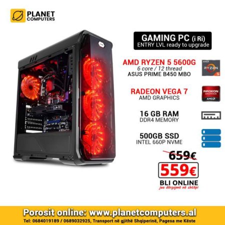 Tirane, shes PC Gaming Pc AMD Ryzen 5 5600G, 16GB Ram, 5 599 Euro