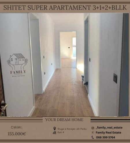 Tirane, shitet apartament 3+1+BLK Kati 4, 130 m² 155.000 Euro (Ish Parku)