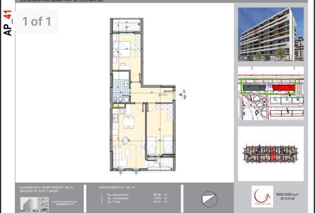 Tirane, shitet apartament 2+1+BLK Kati 7, 94 m² 64.000 Euro (Univers City)