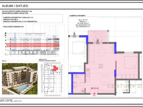Durres, shitet apartament 1+1 Kati 2, 70 m² 69.500 €