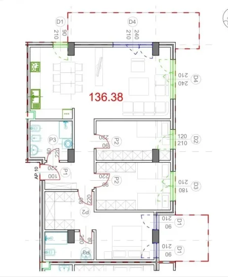 Tirane, shes apartament 3+1+2 , 161 m² 281.000 € (Kodra e Diellit)