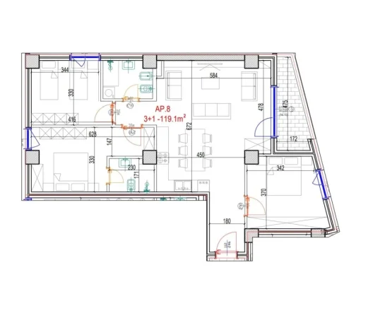 Tirane, shitet apartament 3+1+Ballkon Kati 3, 141.7 m² 175.000 € (Don Bosko)