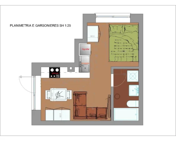 Tirane, jepet me qera garsonier Kati 1, 33 m² 300 € (Ali Demi)