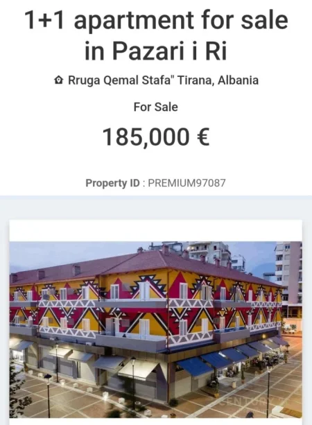 Tirane, shes apartament 1+1+Ballkon Kati 2, 74 m² 185.000 € (pazari ri)