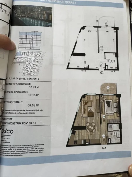 Qerret, shitet apartament 1+1+Ballkon Kati 6, 68 m² 95.200 € (Rruga e Fshatrave Turistike)