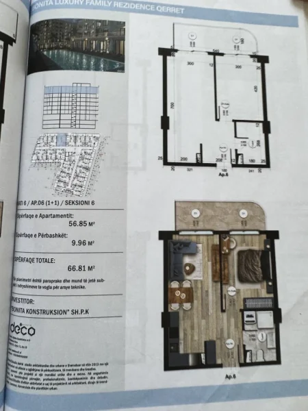 Qerret, shitet apartament 1+1+Ballkon Kati 6, 68 m² 95.200 € (Rruga e Fshatrave Turistike)