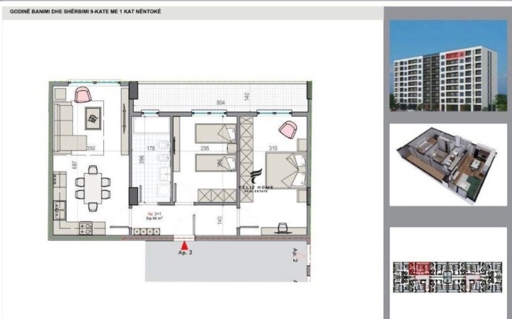 Tirane, shitet apartament 2+1+Ballkon Kati 8, 97 m² 85.000 € (KAMEZ)