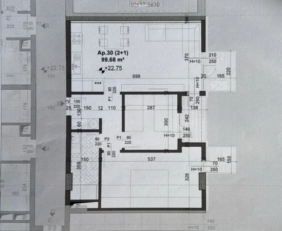 Tirane, shes apartament 2+1 , 99 m² 140.000 € (fusha e aviacionit)